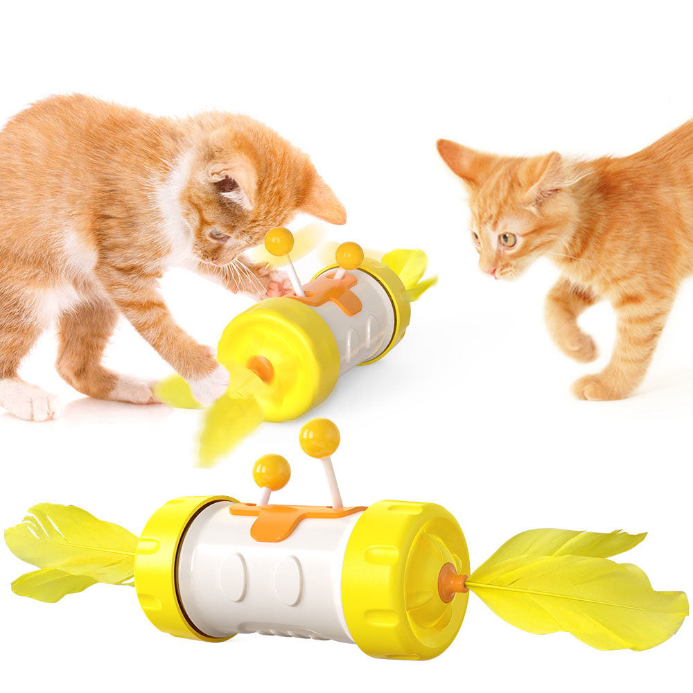 Cat Feather Tumbler Stick Toy – Interactive Wand & Ball Toy for Cats