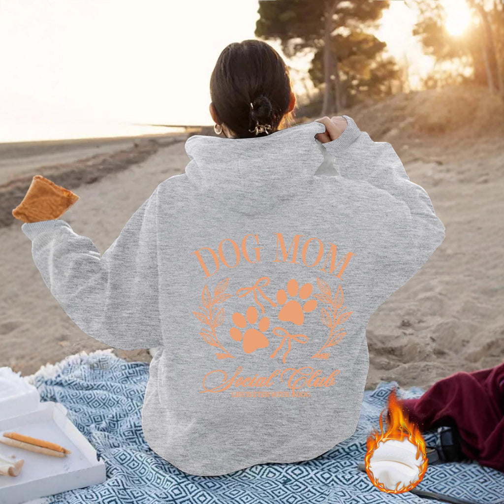 Dog Mom Printed Hoodie – Loose Fit Women's Pullover | 8 Colors, S–2XL