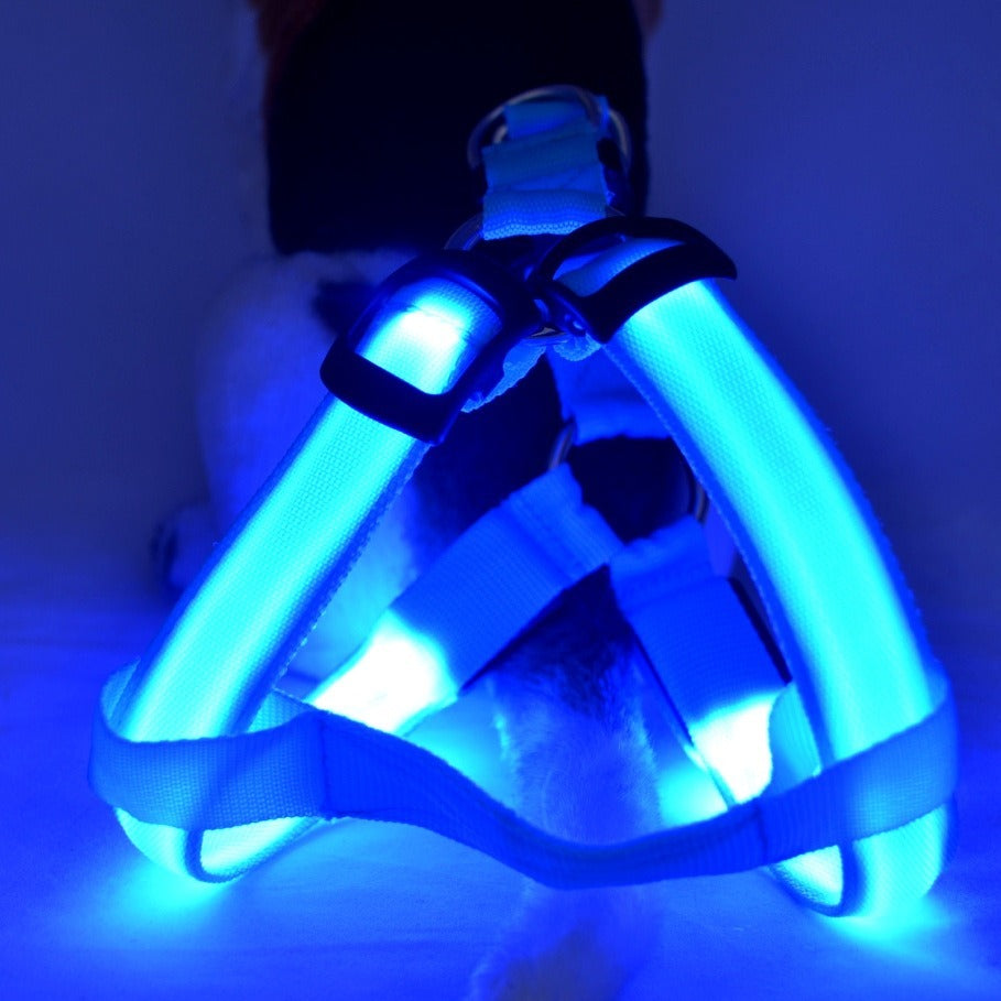 LED Luminous Dog Chest Harness – 7-Color Flashing Safety Strap for Dogs & Cats
