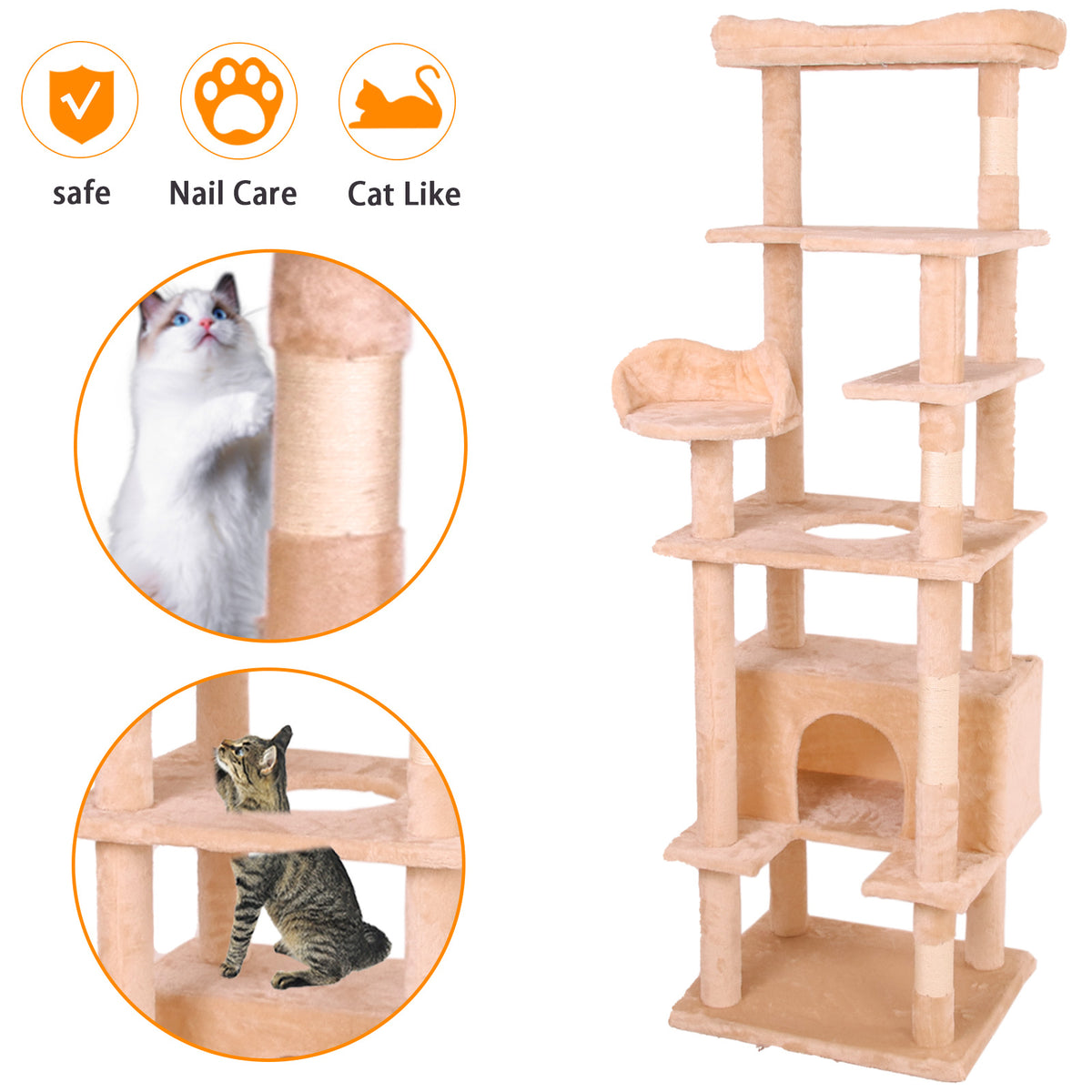 Cat Climbing Frame – Multi-Level Cat Tree with Soft Velvet Perches