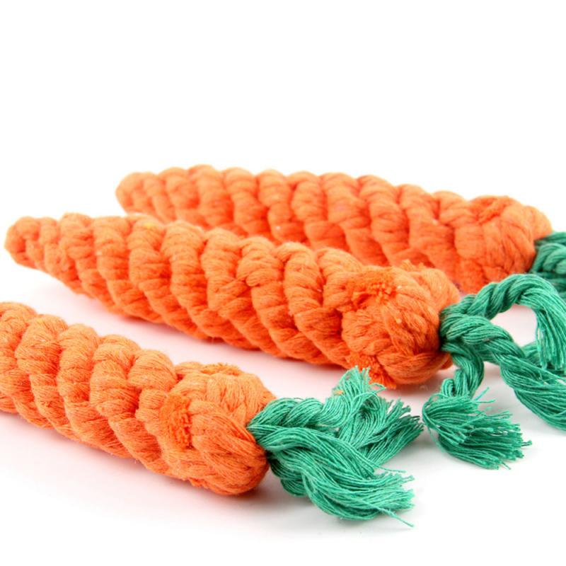 Carrot Cotton Rope Dog Chew Toy – Woven Puppy Toy, Pack of 3