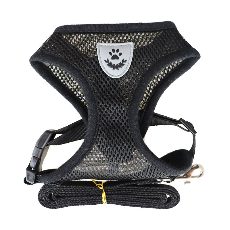 Vest-Style Dog Chest Harness & Leash Set – Soft Polyester Dog Walker | S–XL, 7 Colors