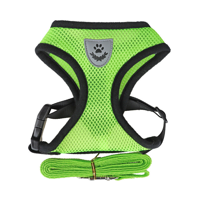 Vest-Style Dog Chest Harness & Leash Set – Soft Polyester Dog Walker | S–XL, 7 Colors