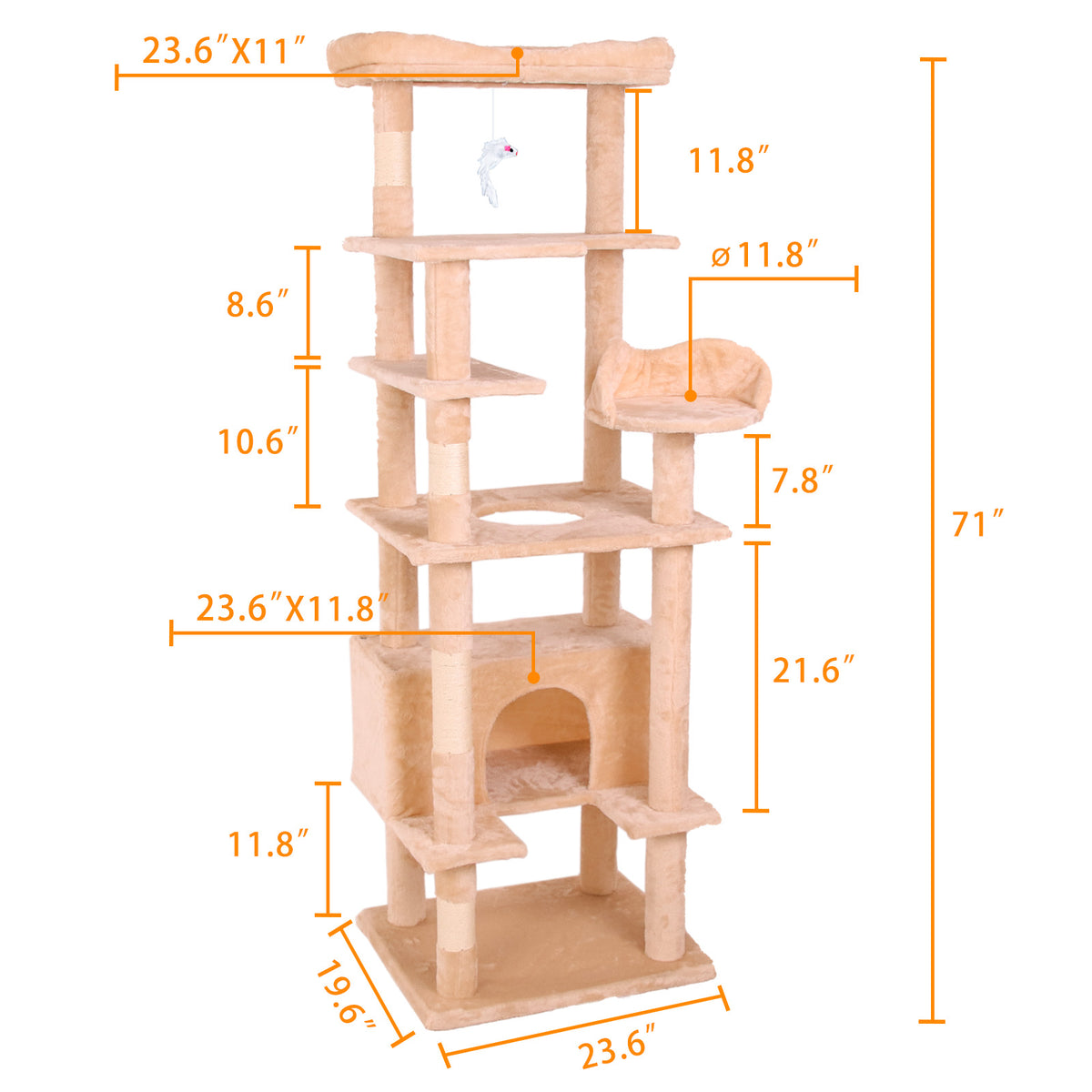 Cat Climbing Frame – Multi-Level Cat Tree with Soft Velvet Perches