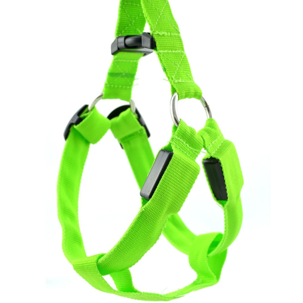 LED Luminous Dog Chest Harness – 7-Color Flashing Safety Strap for Dogs & Cats