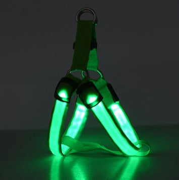 LED Luminous Dog Chest Harness – 7-Color Flashing Safety Strap for Dogs & Cats