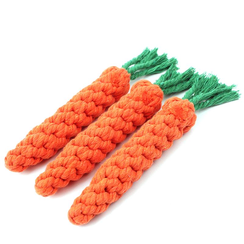 Carrot Cotton Rope Dog Chew Toy – Woven Puppy Toy, Pack of 3