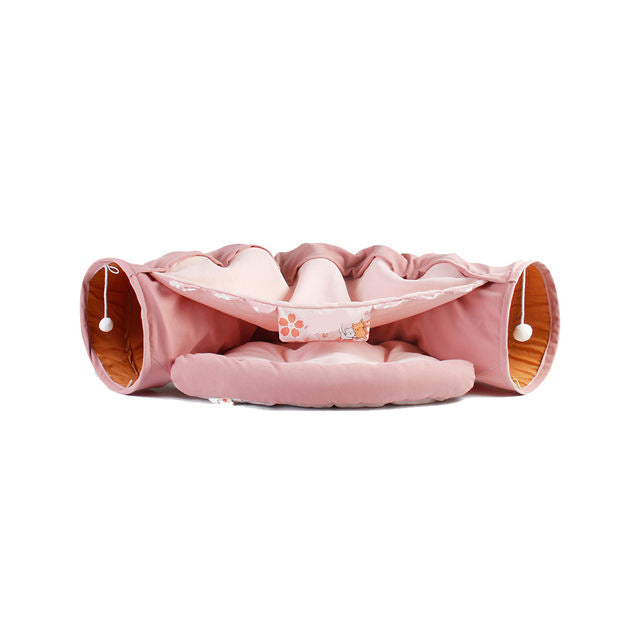 Foldable Cat Tunnel & Bed – Detachable Cat Play Tube, Villa & Hideaway