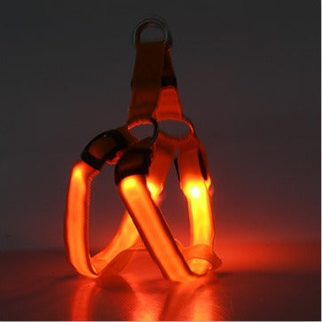 LED Luminous Dog Chest Harness – 7-Color Flashing Safety Strap for Dogs & Cats
