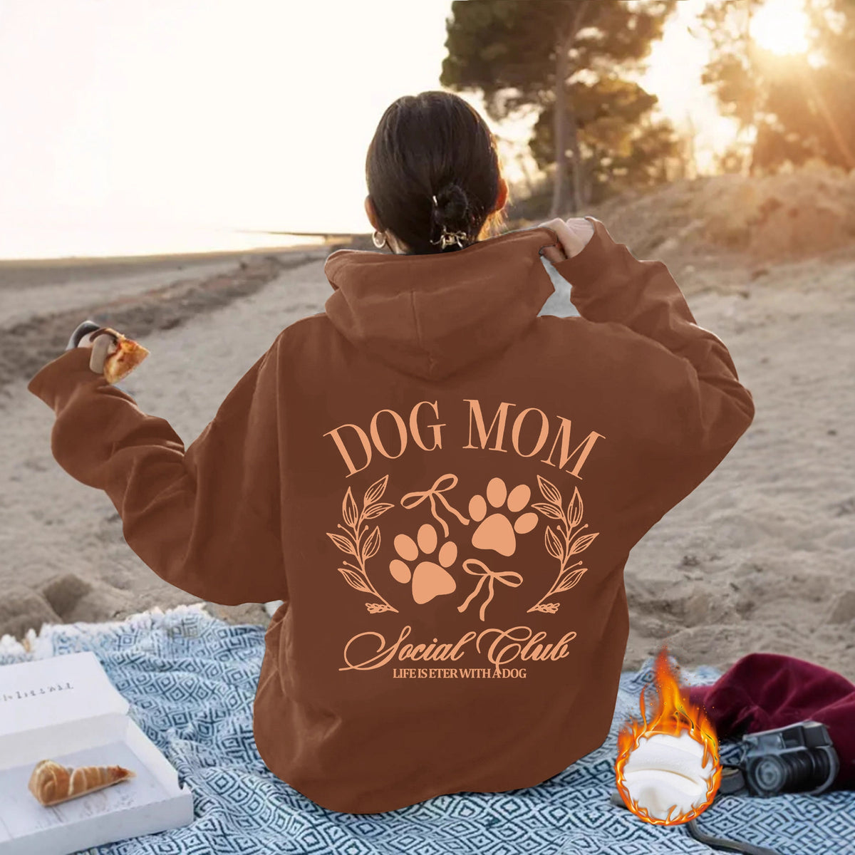 Dog Mom Printed Hoodie – Loose Fit Women's Pullover | 8 Colors, S–2XL