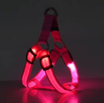 LED Luminous Dog Chest Harness – 7-Color Flashing Safety Strap for Dogs & Cats