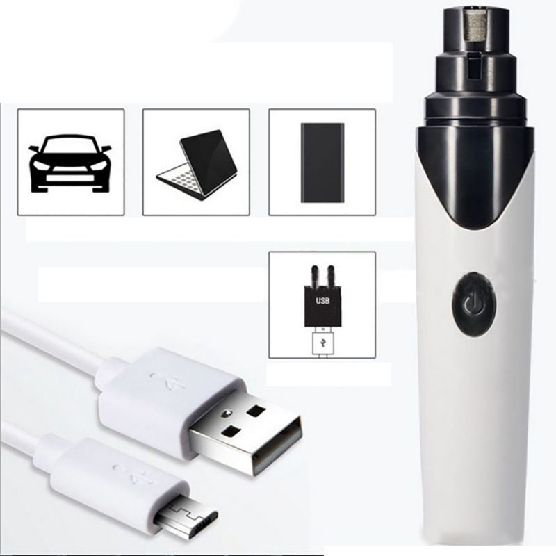 USB Electric Pet Nail Grinder – Quiet Rechargeable Nail Trimmer for Dogs, Cats & Small Pets