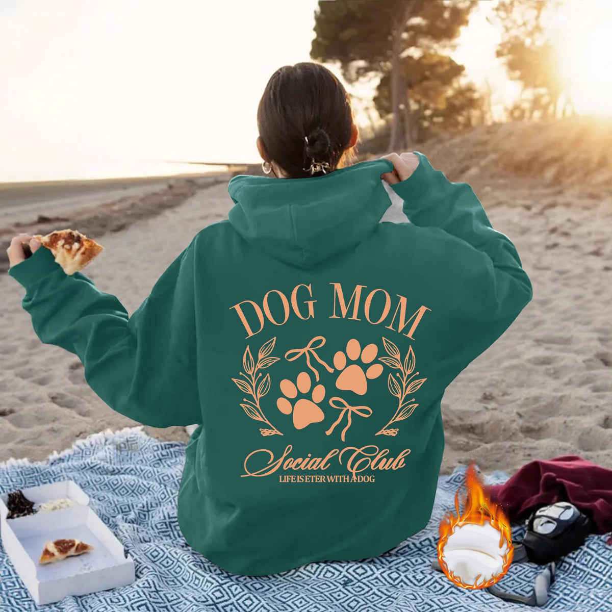 Dog Mom Printed Hoodie – Loose Fit Women's Pullover | 8 Colors, S–2XL
