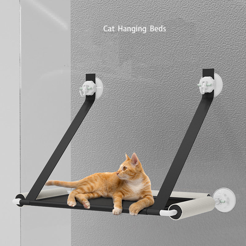 Window Suction Cup Cat Hammock – Foldable Cat Bed with Scratching Post | Black eprolo