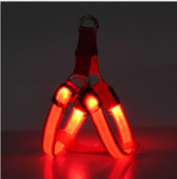 LED Luminous Dog Chest Harness – 7-Color Flashing Safety Strap for Dogs & Cats