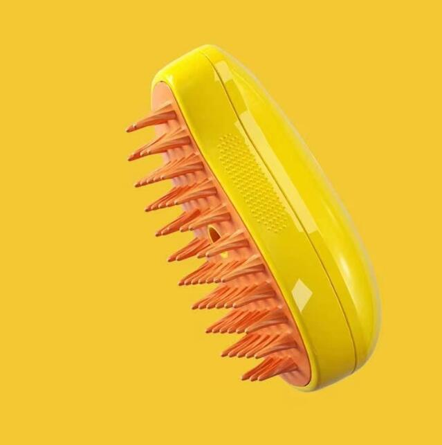 Banana-Shaped Steamy Pet Grooming Brush – Steam Hair Removal & Massage Brush for Cats & Dogs