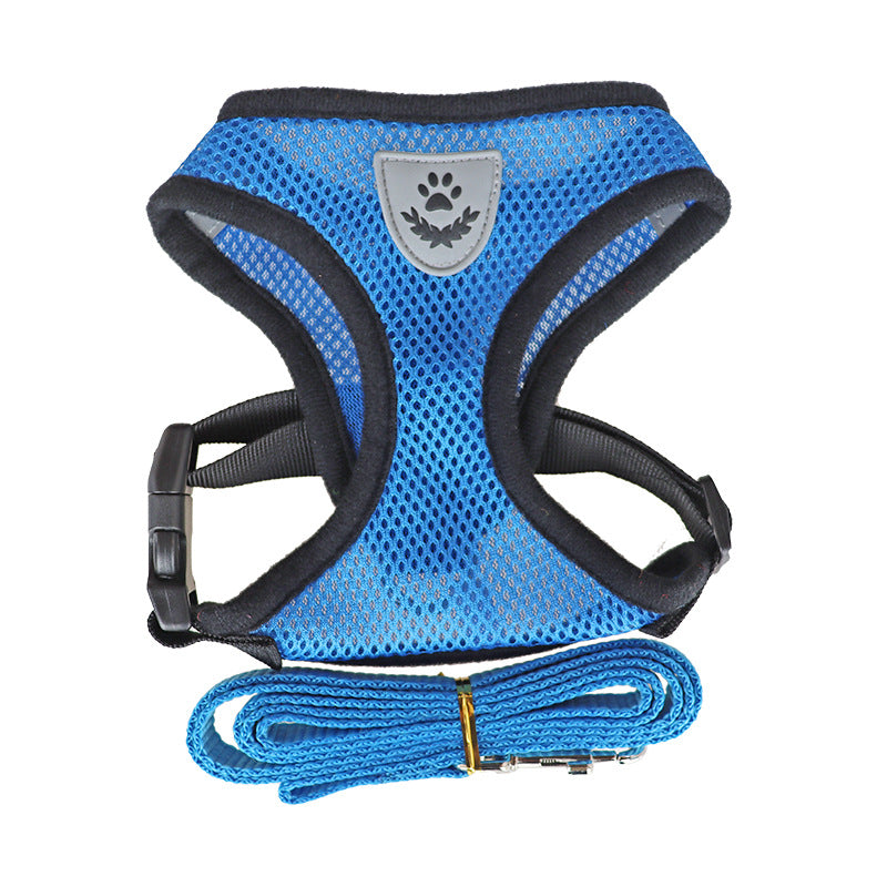 Vest-Style Dog Chest Harness & Leash Set – Soft Polyester Dog Walker | S–XL, 7 Colors