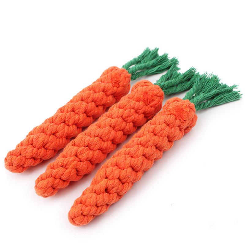 Carrot Cotton Rope Dog Chew Toy – Woven Puppy Toy, Pack of 3