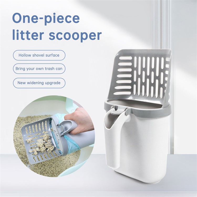 Integrated Cat Litter Shovel with Stand – Self-Standing PP Scoop for Easy Litter Box Cleaning
