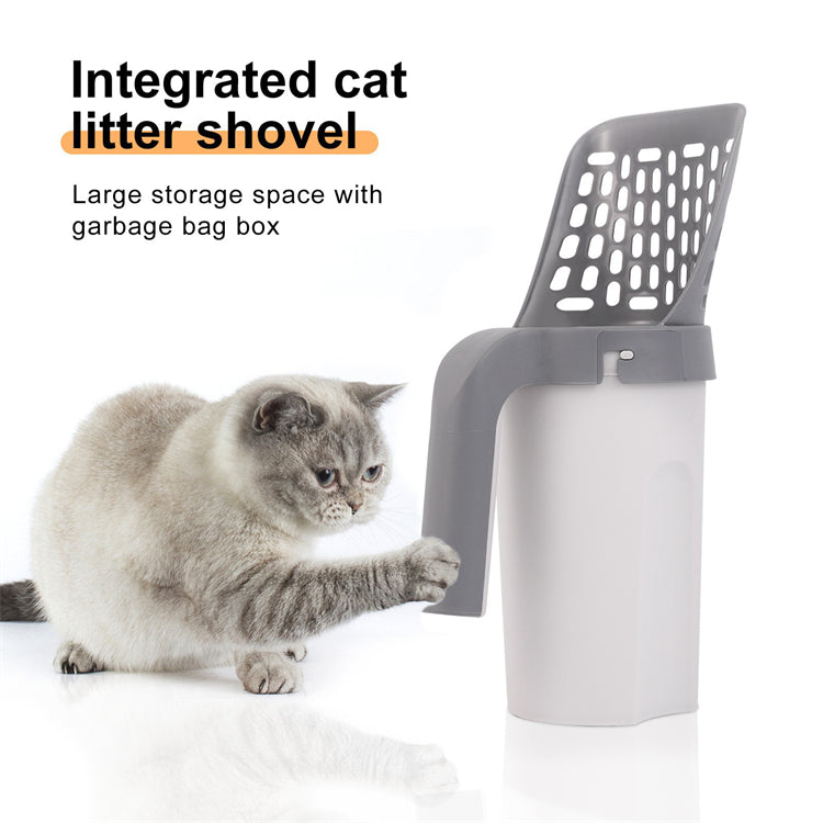Integrated Cat Litter Shovel with Stand – Self-Standing PP Scoop for Easy Litter Box Cleaning