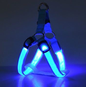 LED Luminous Dog Chest Harness – 7-Color Flashing Safety Strap for Dogs & Cats