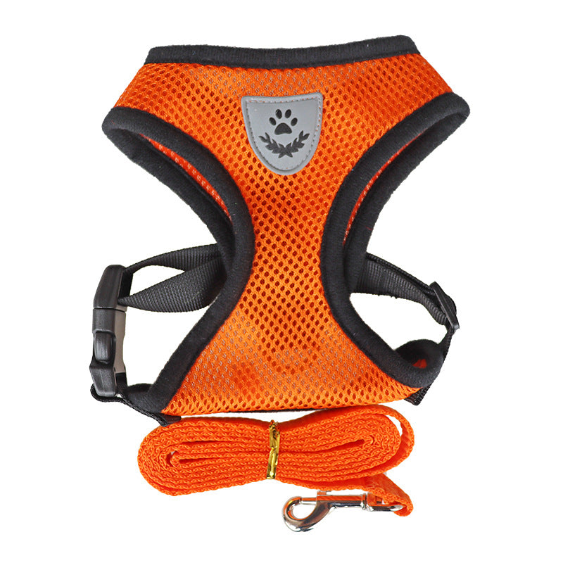 Vest-Style Dog Chest Harness & Leash Set – Soft Polyester Dog Walker | S–XL, 7 Colors