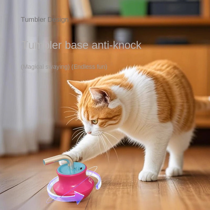 Electric Cat Teasing Tumbler – Auto-Rocking Gyroscope Wand Toy for Cats