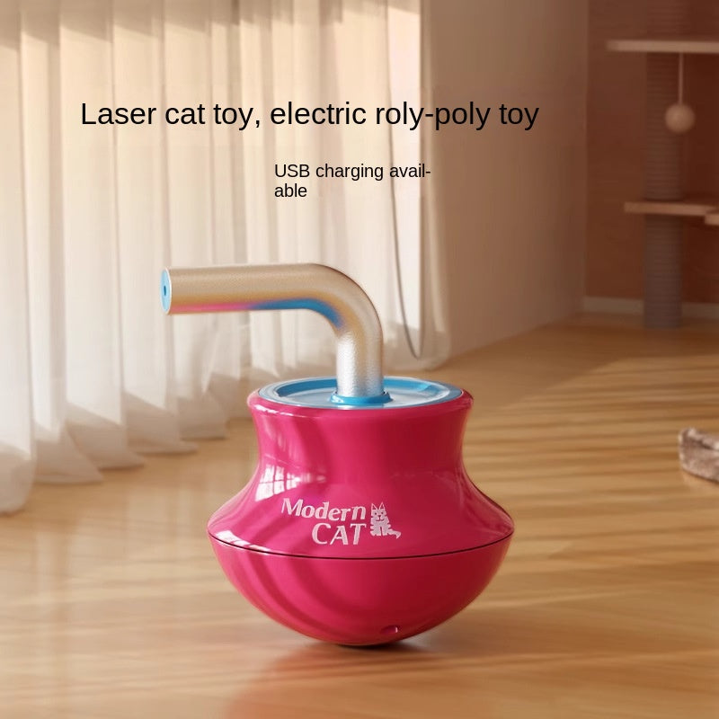 Electric Cat Teasing Tumbler – Auto-Rocking Gyroscope Wand Toy for Cats