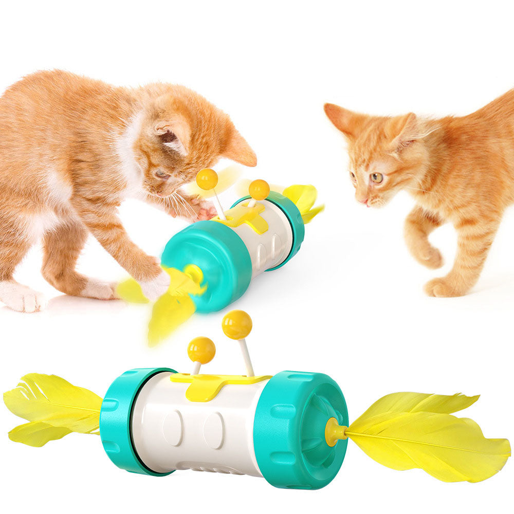 Cat Feather Tumbler Stick Toy – Interactive Wand & Ball Toy for Cats